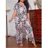 imageSOLY HUX Pajama Sets for Women 2 Piece Plus Size Leopard Print Sleepwear Short Sleeve Tee and Pants LoungewearPink Tropical