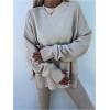 imageSOLY HUX Womens 2 Piece Outfits Long Sleeve Split Hem Sweatshirt and Leggings Pants SetSolid Apricot
