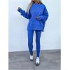 imageSOLY HUX Womens 2 Piece Outfits Long Sleeve Split Hem Sweatshirt and Leggings Pants SetSolid Blue