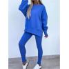 imageSOLY HUX Womens 2 Piece Outfits Long Sleeve Split Hem Sweatshirt and Leggings Pants SetSolid Blue