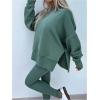 imageSOLY HUX Womens 2 Piece Outfits Long Sleeve Split Hem Sweatshirt and Leggings Pants SetSolid Green