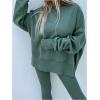 imageSOLY HUX Womens 2 Piece Outfits Long Sleeve Split Hem Sweatshirt and Leggings Pants SetSolid Green