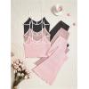 imageSOLY HUX Womens 3 Sets Cami Pajamas Sleeveless Camisole Top and Pants PJ Set LoungewearPink Black Multi