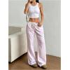 imageSOLY HUX Womens Drawstring Straight Leg Baggy Pants Casual Lounge Pants Trousers with PocketSolid Pink