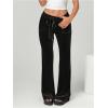 imageSOLY HUX Womens Drawstring Waist Bell Bottom Velvet Pants Y2k Vintage Flare Leg TrousersSolid Black