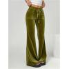 imageSOLY HUX Womens Drawstring Waist Bell Bottom Velvet Pants Y2k Vintage Flare Leg TrousersSolid Green