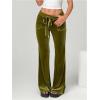 imageSOLY HUX Womens Drawstring Waist Bell Bottom Velvet Pants Y2k Vintage Flare Leg TrousersSolid Green