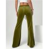 imageSOLY HUX Womens Drawstring Waist Bell Bottom Velvet Pants Y2k Vintage Flare Leg TrousersSolid Green