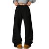 imageSOLY HUX Womens Elastic High Waisted Sweatpants Wide Leg Baggy Fleece Lined Pants with PocketsSolid Black