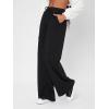 imageSOLY HUX Womens High Waisted Drawstring Wide Leg Long Sweatpants Casual Loose Pants with PocketsBlack Plain