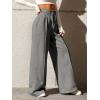 imageSOLY HUX Womens High Waisted Drawstring Wide Leg Long Sweatpants Casual Loose Pants with PocketsDark Grey Plain