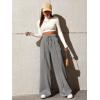 imageSOLY HUX Womens High Waisted Drawstring Wide Leg Long Sweatpants Casual Loose Pants with PocketsDark Grey Plain