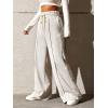 imageSOLY HUX Womens High Waisted Drawstring Wide Leg Long Sweatpants Casual Loose Pants with PocketsLight Grey