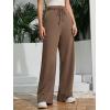 imageSOLY HUX Womens High Waisted Drawstring Wide Leg Long Sweatpants Casual Loose Pants with PocketsPlain Brown