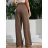imageSOLY HUX Womens High Waisted Drawstring Wide Leg Long Sweatpants Casual Loose Pants with PocketsPlain Brown