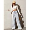 imageSOLY HUX Womens High Waisted Drawstring Wide Leg Long Sweatpants Casual Loose Pants with PocketsPlain Grey