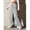 imageSOLY HUX Womens High Waisted Drawstring Wide Leg Long Sweatpants Casual Loose Pants with PocketsPlain Pale Grey
