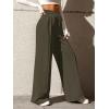 imageSOLY HUX Womens High Waisted Drawstring Wide Leg Long Sweatpants Casual Loose Pants with PocketsPure Army Green