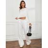 imageSOLY HUX Womens High Waisted Drawstring Wide Leg Long Sweatpants Casual Loose Pants with PocketsPure White