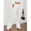 imageSOLY HUX Womens High Waisted Drawstring Wide Leg Long Sweatpants Casual Loose Pants with PocketsPure White