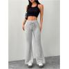 imageSOLY HUX Womens High Waisted Flared Sweatpants Drawstring Bell Bottom Yoga Lounge PantsSolid Grey