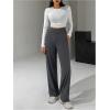 imageSOLY HUX Womens High Waisted Wide Leg Pants Elastic Waist Bootcut Yoga Pants Casual TrousersDark Grey