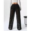 imageSOLY HUX Womens Lace Sheer Wide Leg Pants Elastic Waist See Through Party TrousersBlack