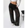 imageSOLY HUX Womens Lace Sheer Wide Leg Pants Elastic Waist See Through Party TrousersBlack