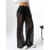 imageSOLY HUX Womens Lace Sheer Wide Leg Pants Elastic Waist See Through Party TrousersBlack