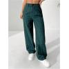 imageSOLY HUX Womens Plaid Pants Y2K High Waisted Wide Leg Casual Loose Long TrousersGreen Gingham