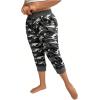 imageSOLY HUX Womens Plus Size Capris Pants Camo Print Drawstring Elastic Waist Joggers Pants with PocketsMulticoloured Camo