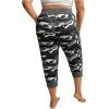 imageSOLY HUX Womens Plus Size Capris Pants Camo Print Drawstring Elastic Waist Joggers Pants with PocketsMulticoloured Camo