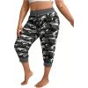 imageSOLY HUX Womens Plus Size Capris Pants Camo Print Drawstring Elastic Waist Joggers Pants with PocketsMulticoloured Camo