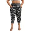 imageSOLY HUX Womens Plus Size Capris Pants Camo Print Drawstring Elastic Waist Joggers Pants with PocketsMulticoloured Camo