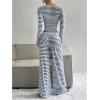 imageSOLY HUX Womens Striped 2 Piece Outfits Square Neck Long Sleeve Crop Tops and Wide Leg Pants Matching SetsMulticoloured Striped