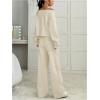 imageSOLY HUX Womens Sweatsuits Off The Shoulder Crop Top and Drawstring Long Pants 2 Piece Fall OutfitsPure Apricot
