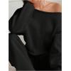 imageSOLY HUX Womens Sweatsuits Off The Shoulder Crop Top and Drawstring Long Pants 2 Piece Fall OutfitsPure Black