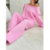 imageSOLY HUX Womens Sweatsuits Off The Shoulder Crop Top and Drawstring Long Pants 2 Piece Fall OutfitsPure Pink
