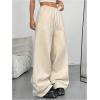 imageSOLY HUX Womens Y2k Baggy Pants Drawstring Waist Gothic Rhinestone Wide Leg SweatpantsApricot Printed