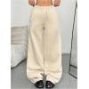 imageSOLY HUX Womens Y2k Baggy Pants Drawstring Waist Gothic Rhinestone Wide Leg SweatpantsApricot Printed