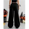 imageSOLY HUX Womens Y2k Baggy Pants Drawstring Waist Gothic Rhinestone Wide Leg SweatpantsBlack Printed