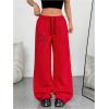 imageSOLY HUX Womens Y2k Baggy Pants Drawstring Waist Gothic Rhinestone Wide Leg SweatpantsRed Printed