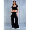 imageSOLY HUX Womens Y2k Baggy Parachute Pants Elastic High Waisted Sweatpants Track Pants StreetwearBlack Star