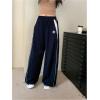 imageSOLY HUX Womens Y2k Baggy Parachute Pants Elastic High Waisted Sweatpants Track Pants StreetwearDark Blue