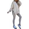 imageSOLY HUX Womens 2 Piece Outfits Long Sleeve Split Hem Sweatshirt and Leggings Pants SetSolid Apricot