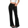 imageSOLY HUX Womens Drawstring Waist Bell Bottom Velvet Pants Y2k Vintage Flare Leg TrousersSolid Black