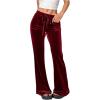 imageSOLY HUX Womens Drawstring Waist Bell Bottom Velvet Pants Y2k Vintage Flare Leg TrousersSolid Burgundy