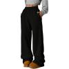 imageSOLY HUX Womens Elastic High Waisted Sweatpants Wide Leg Baggy Fleece Lined Pants with PocketsSolid Black