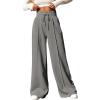 imageSOLY HUX Womens High Waisted Drawstring Wide Leg Long Sweatpants Casual Loose Pants with PocketsDark Grey Plain