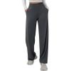 imageSOLY HUX Womens High Waisted Wide Leg Pants Elastic Waist Bootcut Yoga Pants Casual TrousersDark Grey